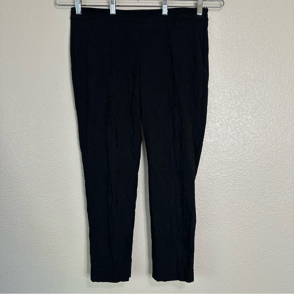 Eileen Fisher Black Textured Side Zip Pants, Sz Medium